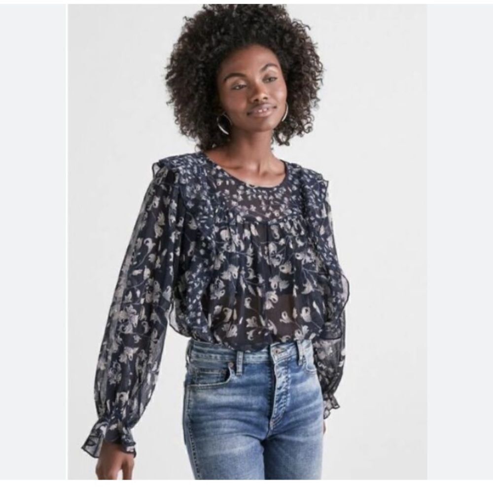 Lucky Brand Chiffon Peasant Top